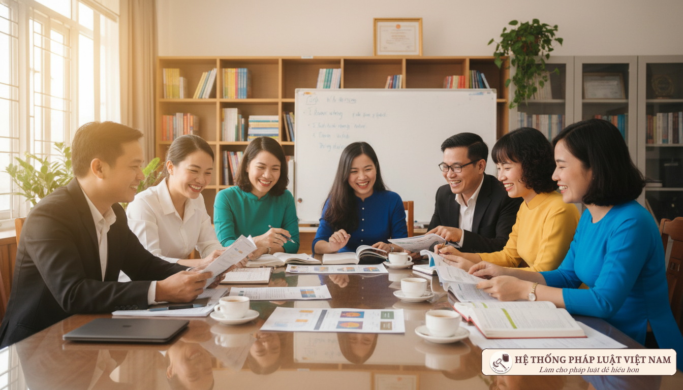 Các giáo viên thảo luận chuyên môn