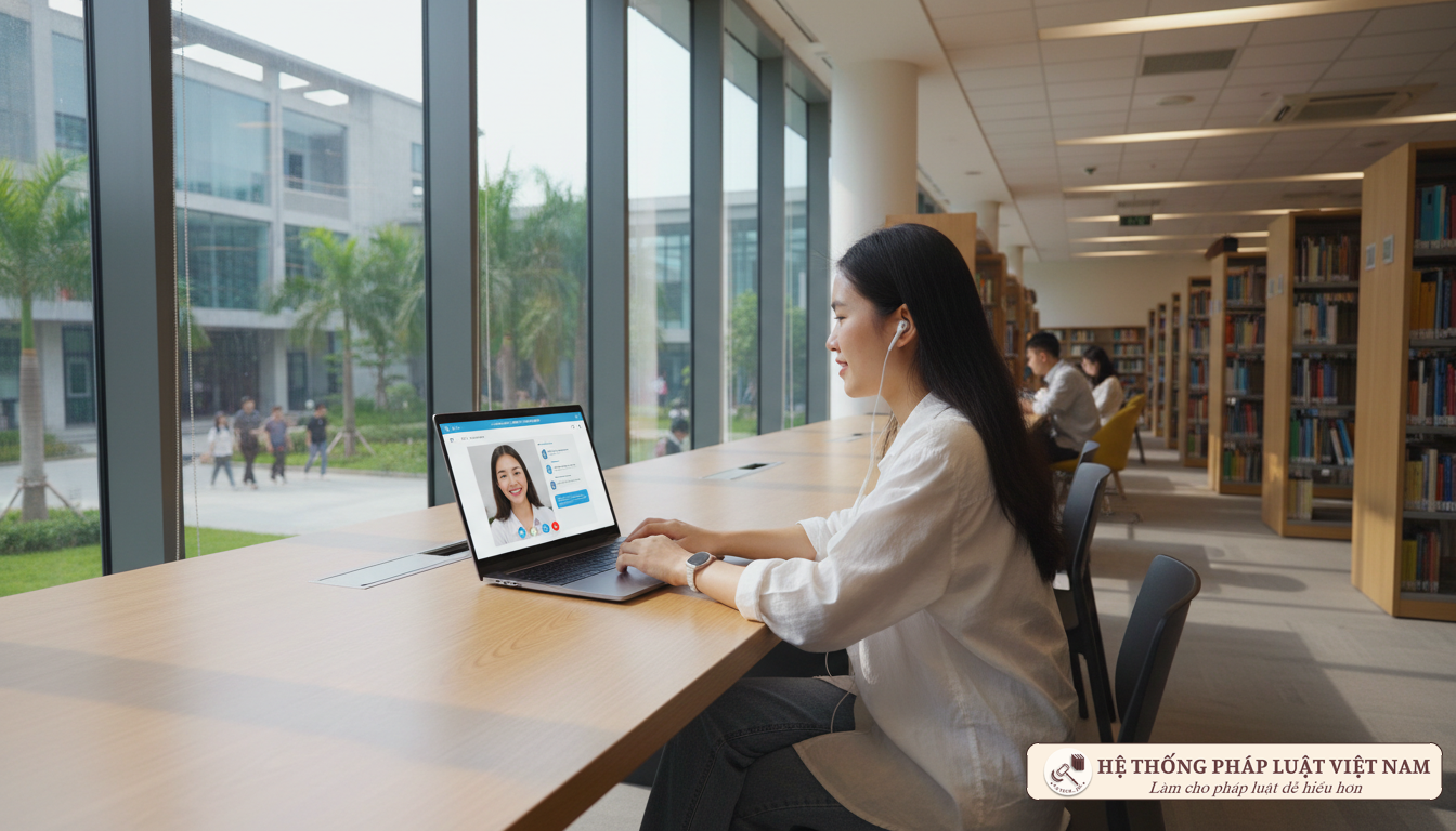 Học sinh tham gia tư vấn trực tuyến