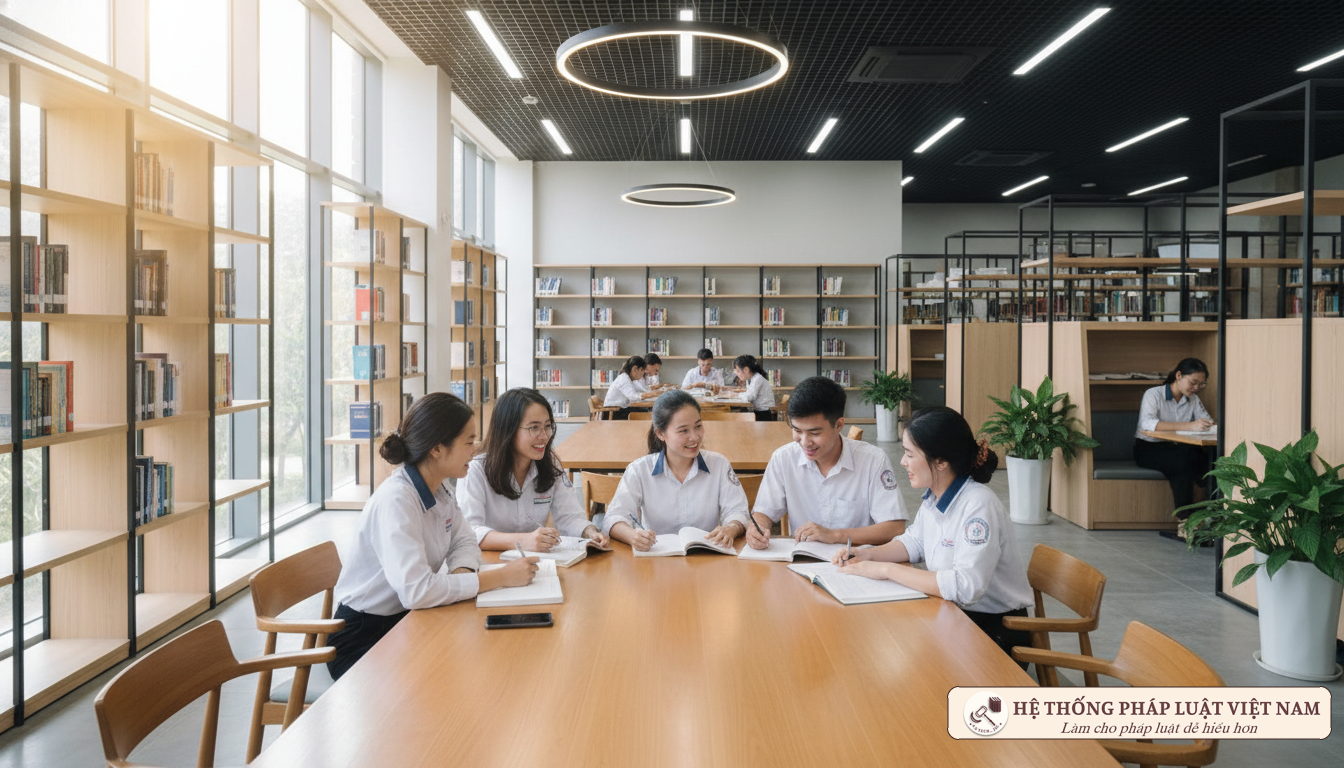 Học sinh Việt Nam học tập tại thư viện