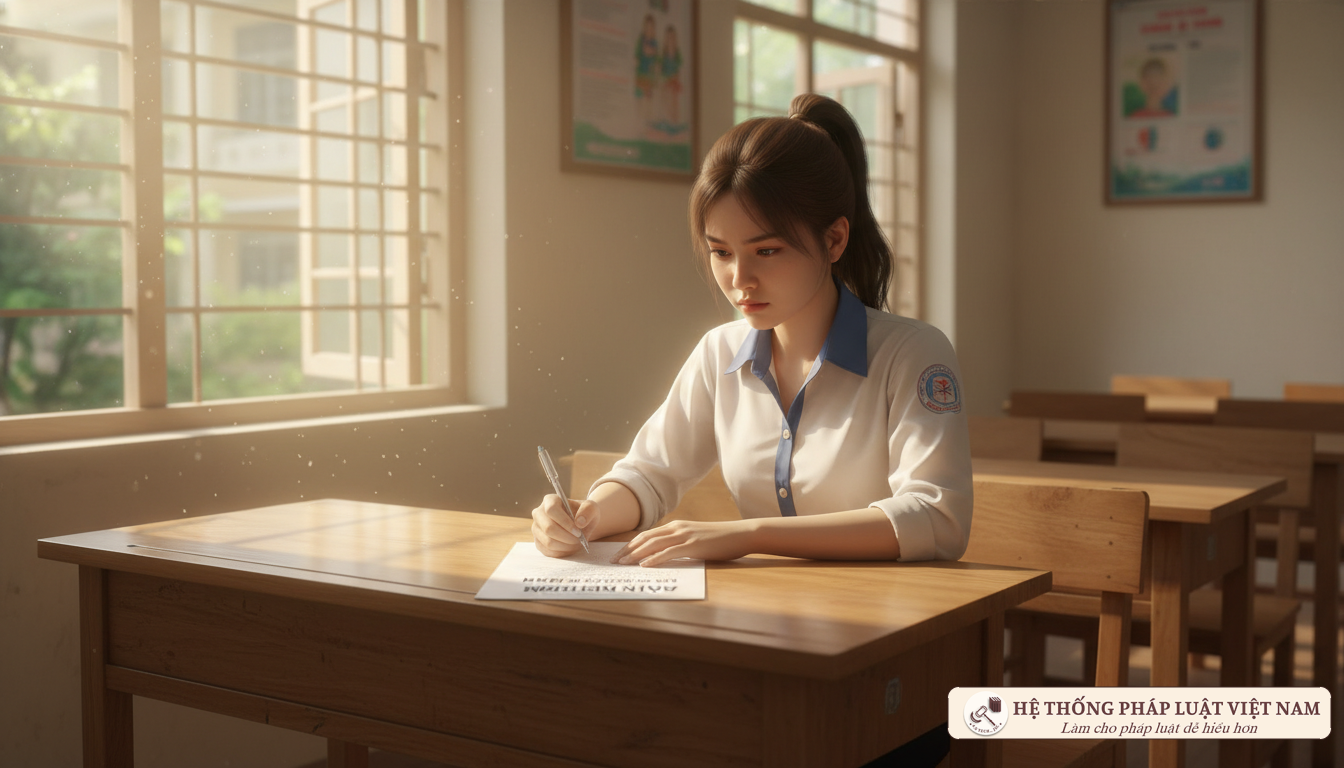 Học sinh viết bản kiểm điểm