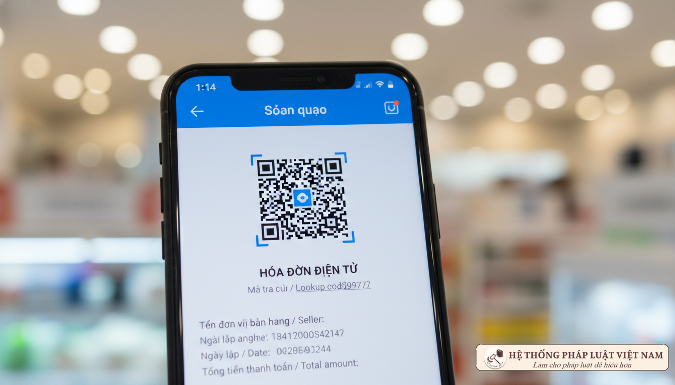 Hóa đơn điện tử có mã QR trên điện thoại