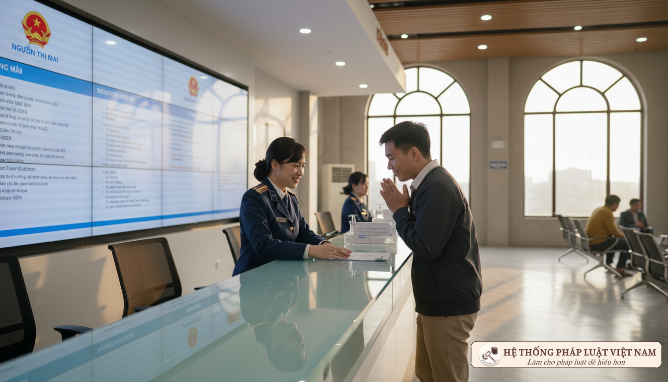 Dịch vụ công tại cơ quan thuế Cán bộ thuế hướng dẫn người dân