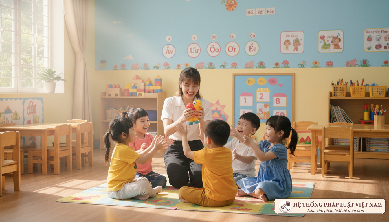 Cô giáo mầm non và các bé