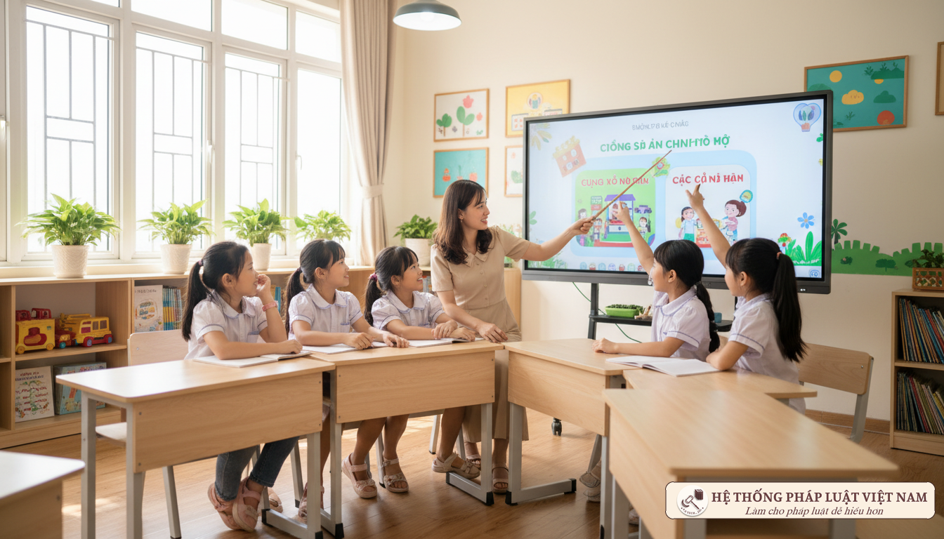 Giáo viên và học sinh trong lớp học