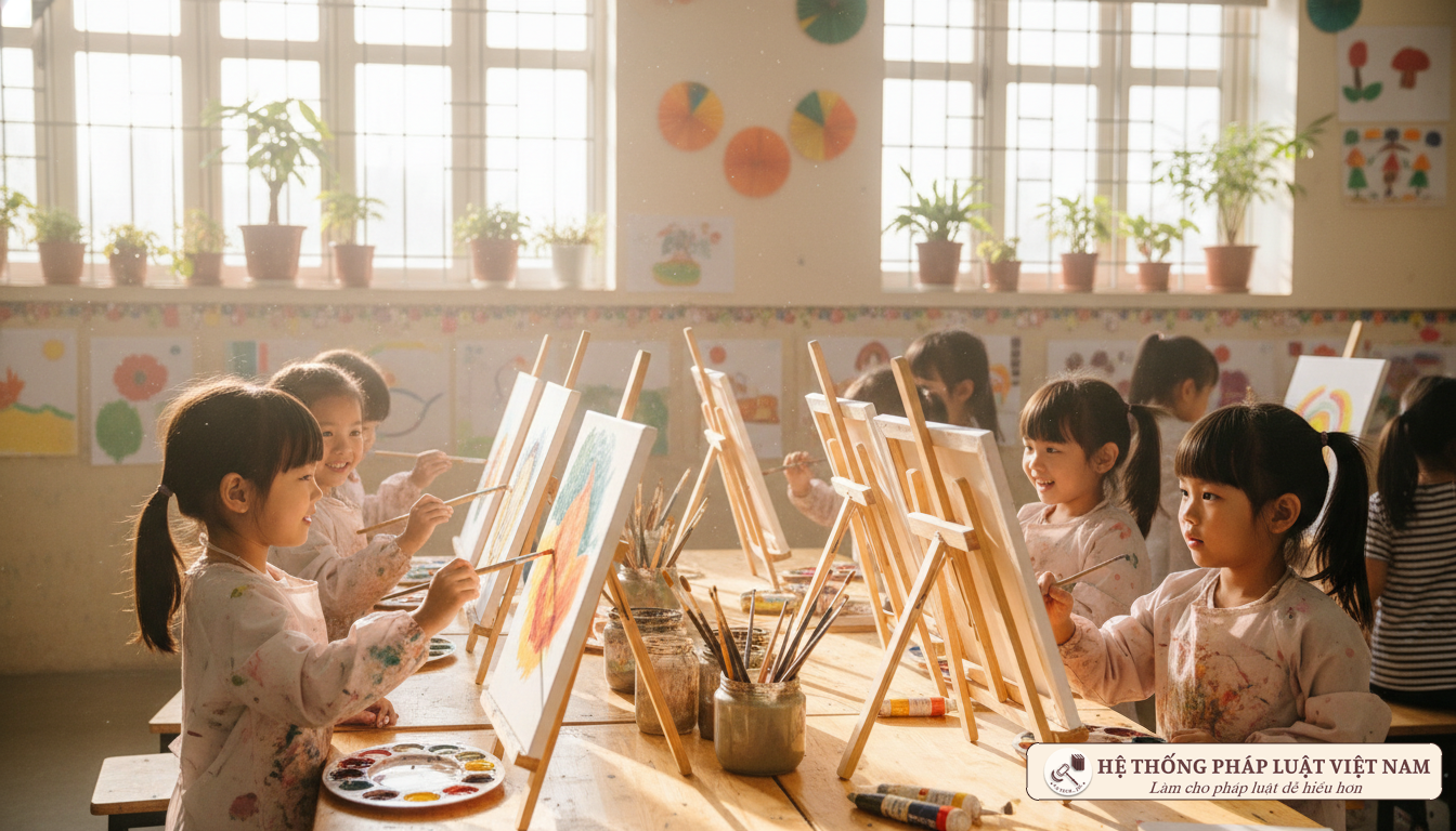Học sinh tiểu học tham gia lớp năng khiếu nghệ thuật