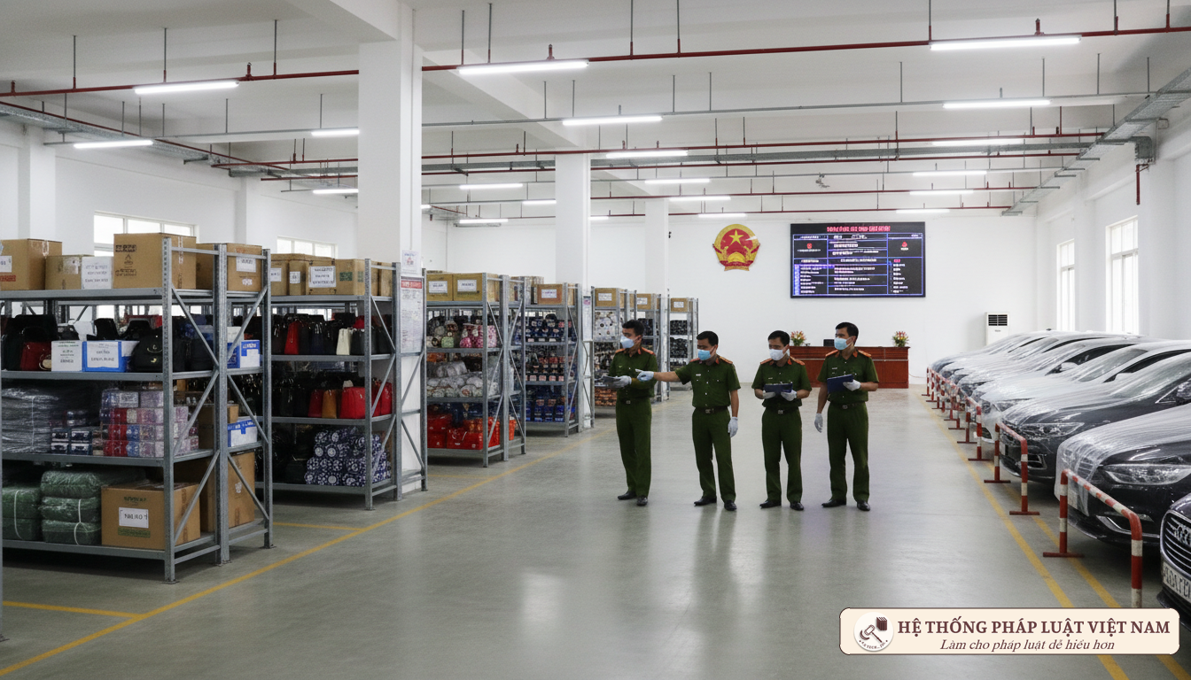 Kho bãi tạm giữ tang vật phương tiện