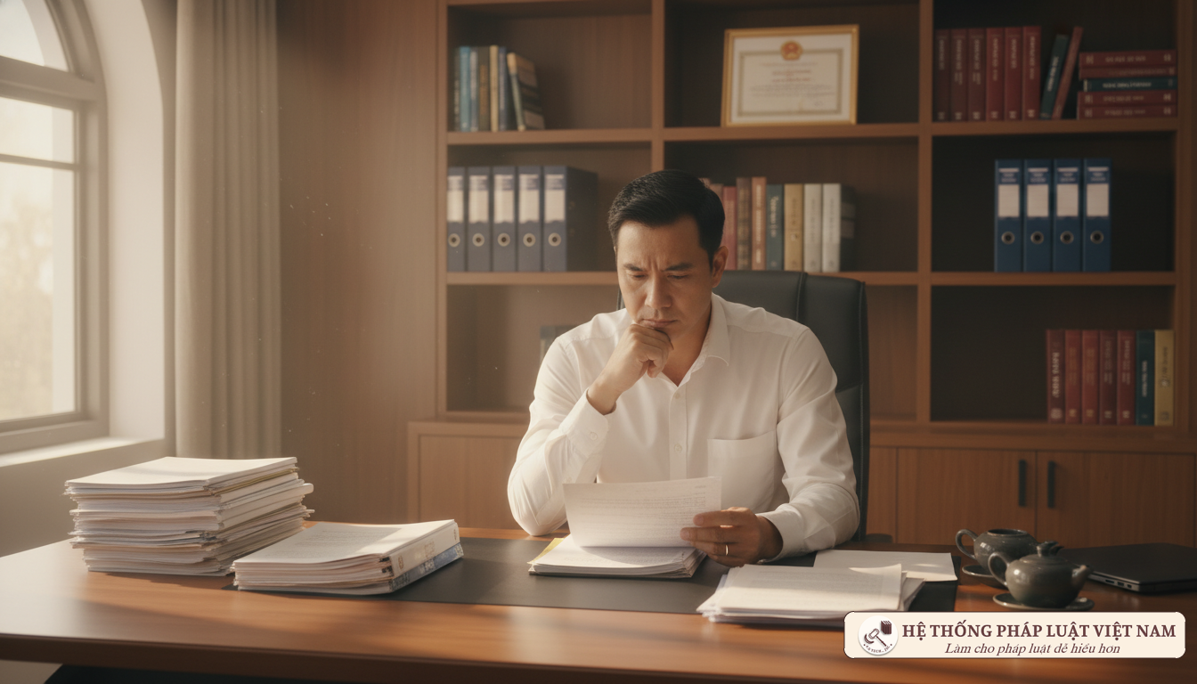 Công chức xem xét văn bản pháp luật