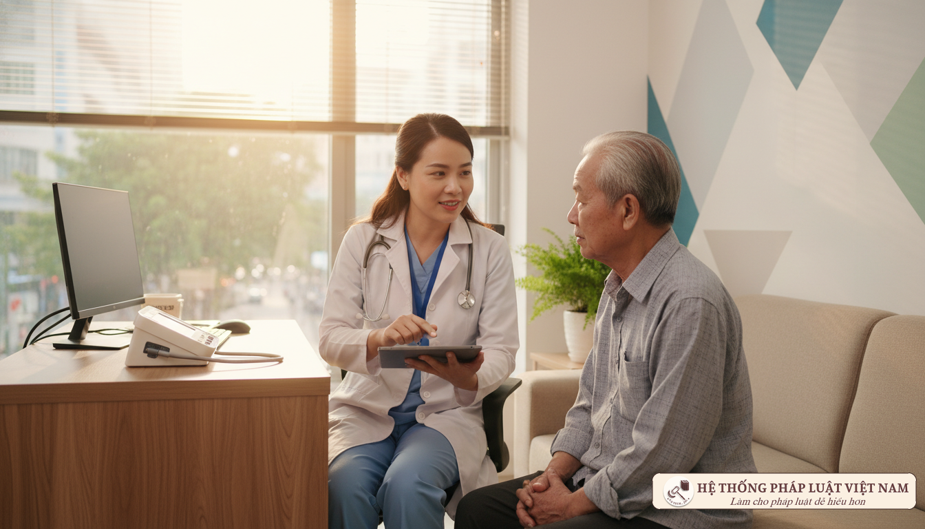 Bác sĩ tư vấn quyền lợi bảo hiểm y tế cho bệnh nhân