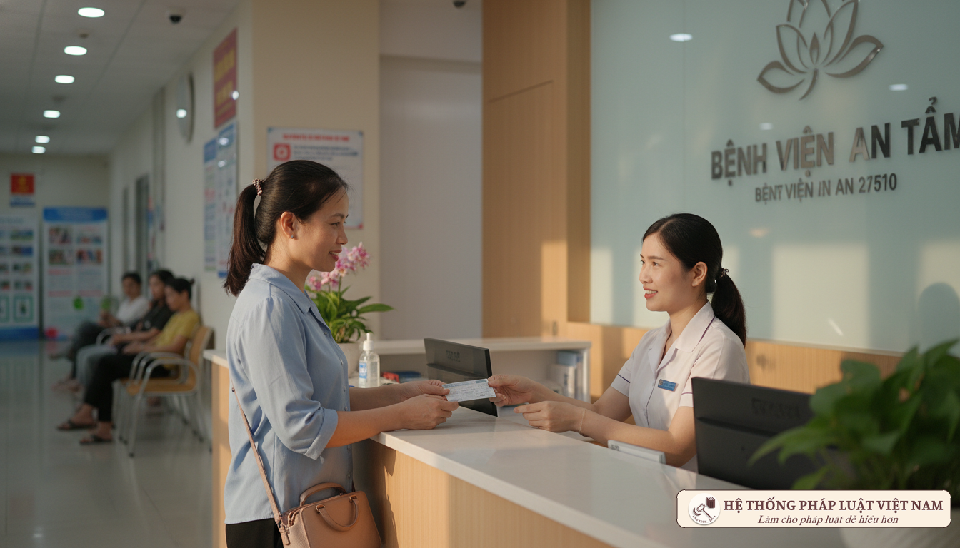 Bệnh nhân làm thủ tục bảo hiểm y tế tại bệnh viện