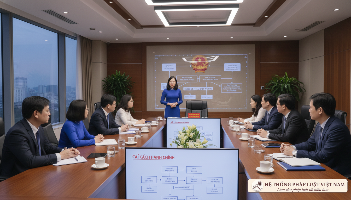 Các cán bộ công chức thảo luận về cải cách hành chính