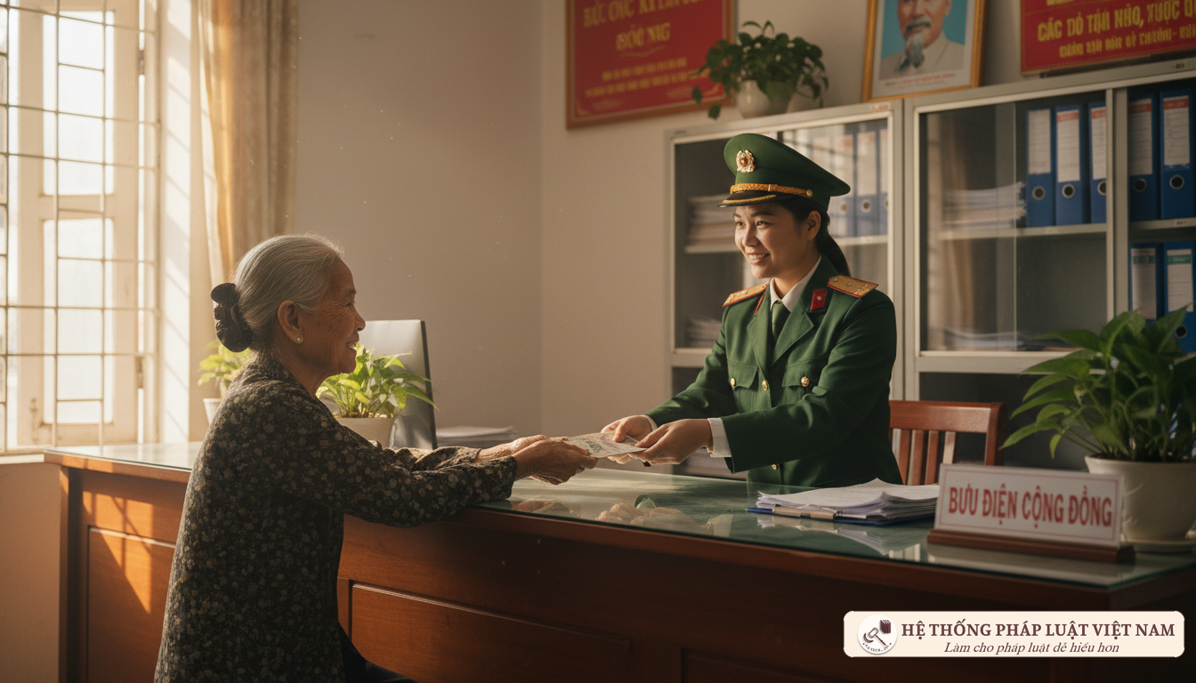 Chi trả lương hưu bằng tiền mặt tháng 12/2025