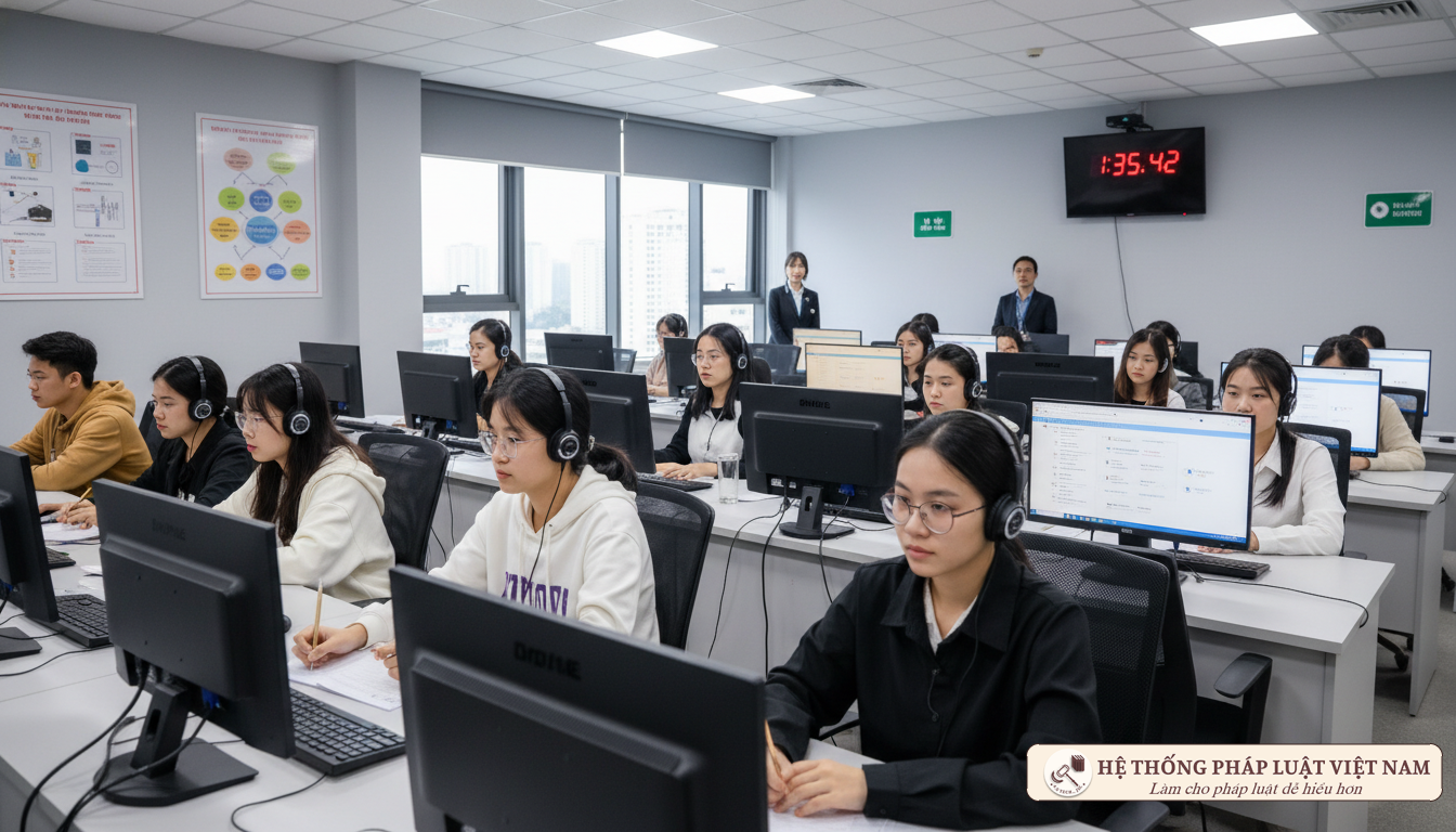 Học sinh thi chứng chỉ ngoại ngữ