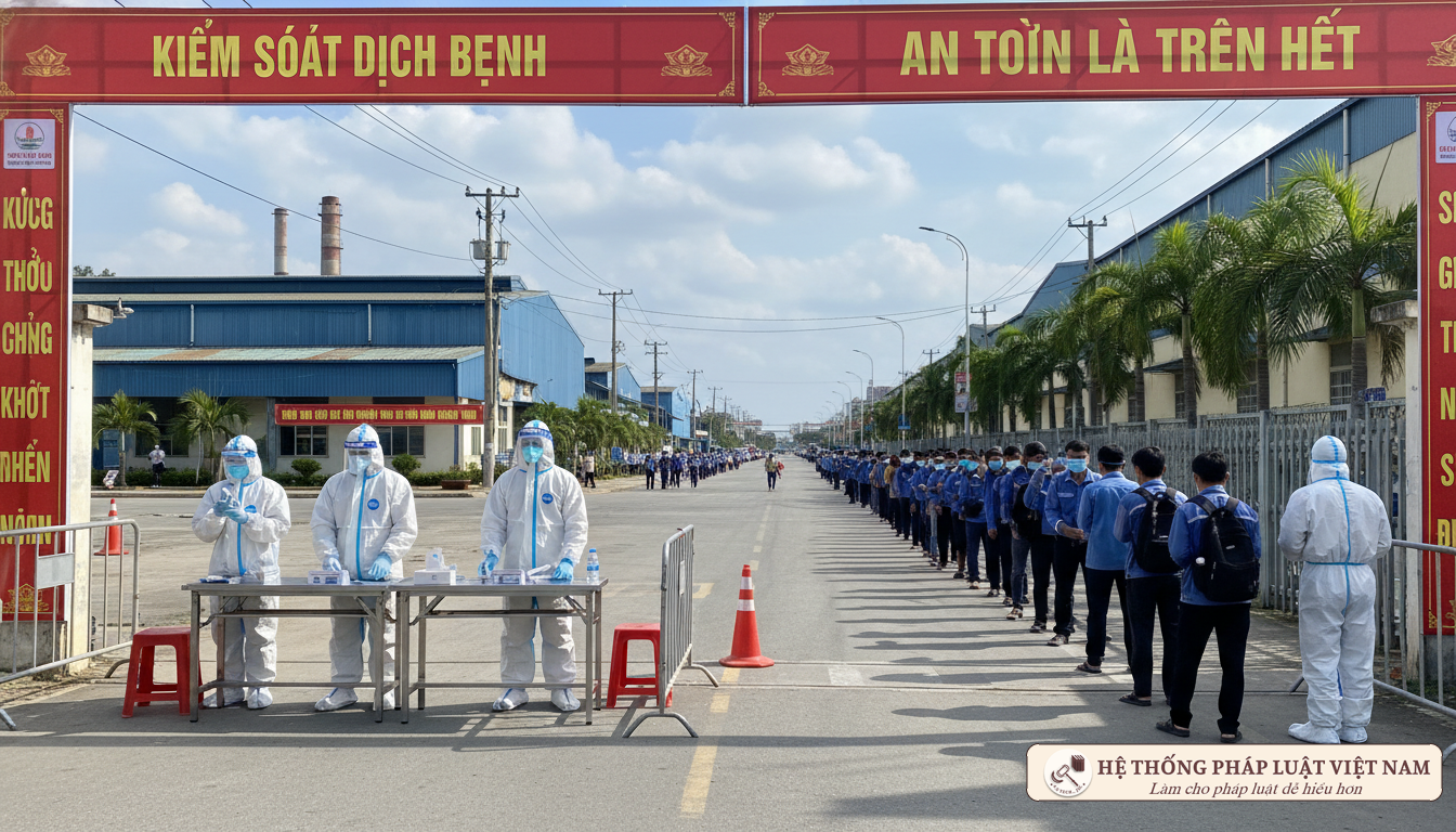 Chốt kiểm soát dịch bệnh tại khu công nghiệp Việt Nam