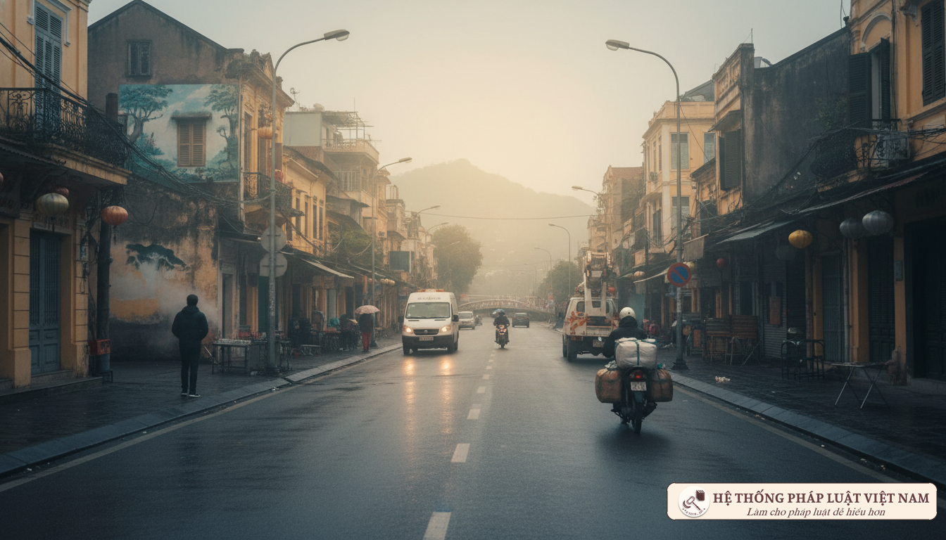 Đường phố vắng bóng phương tiện vận tải