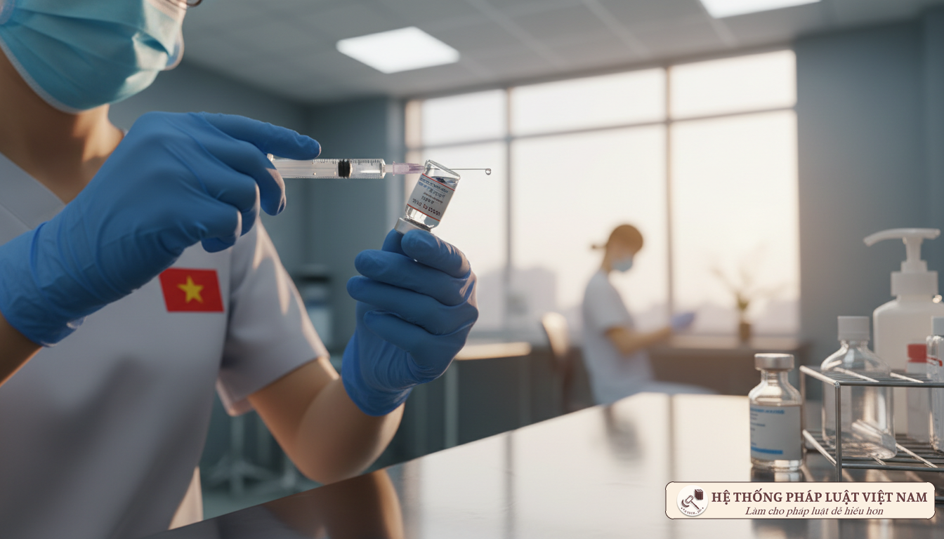Nhân viên y tế chuẩn bị vaccine phòng Covid-19