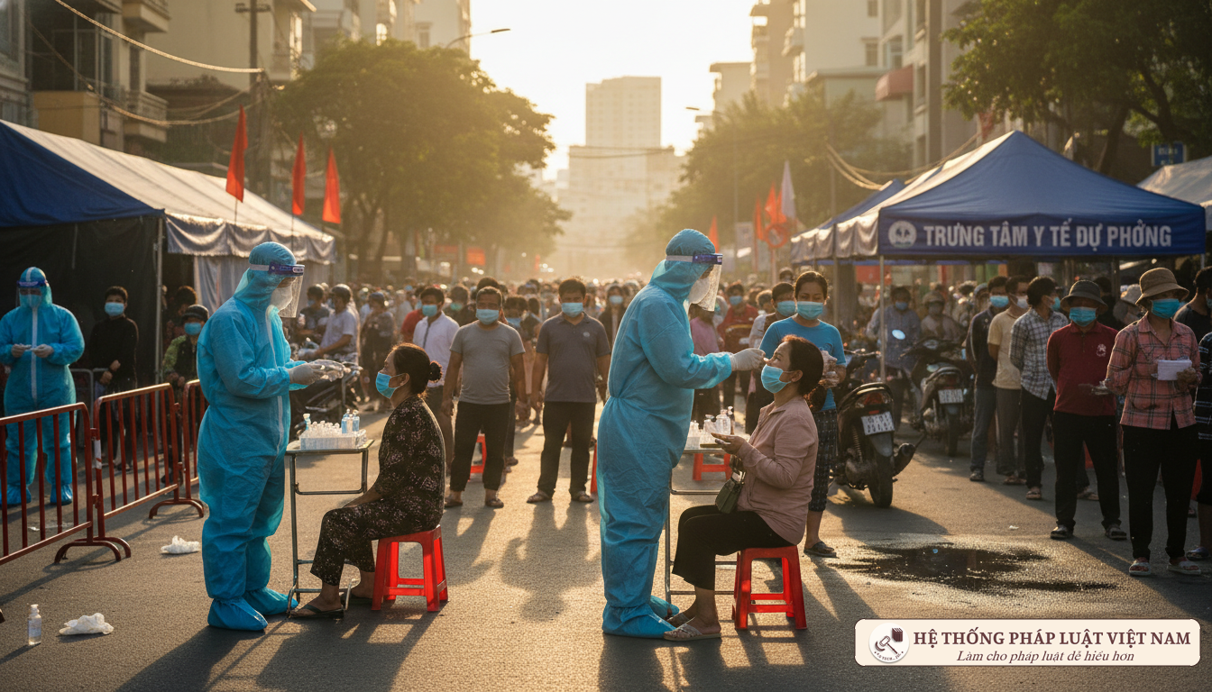 Nhân viên y tế lấy mẫu xét nghiệm COVID-19 tại TP.HCM tháng 6/2021