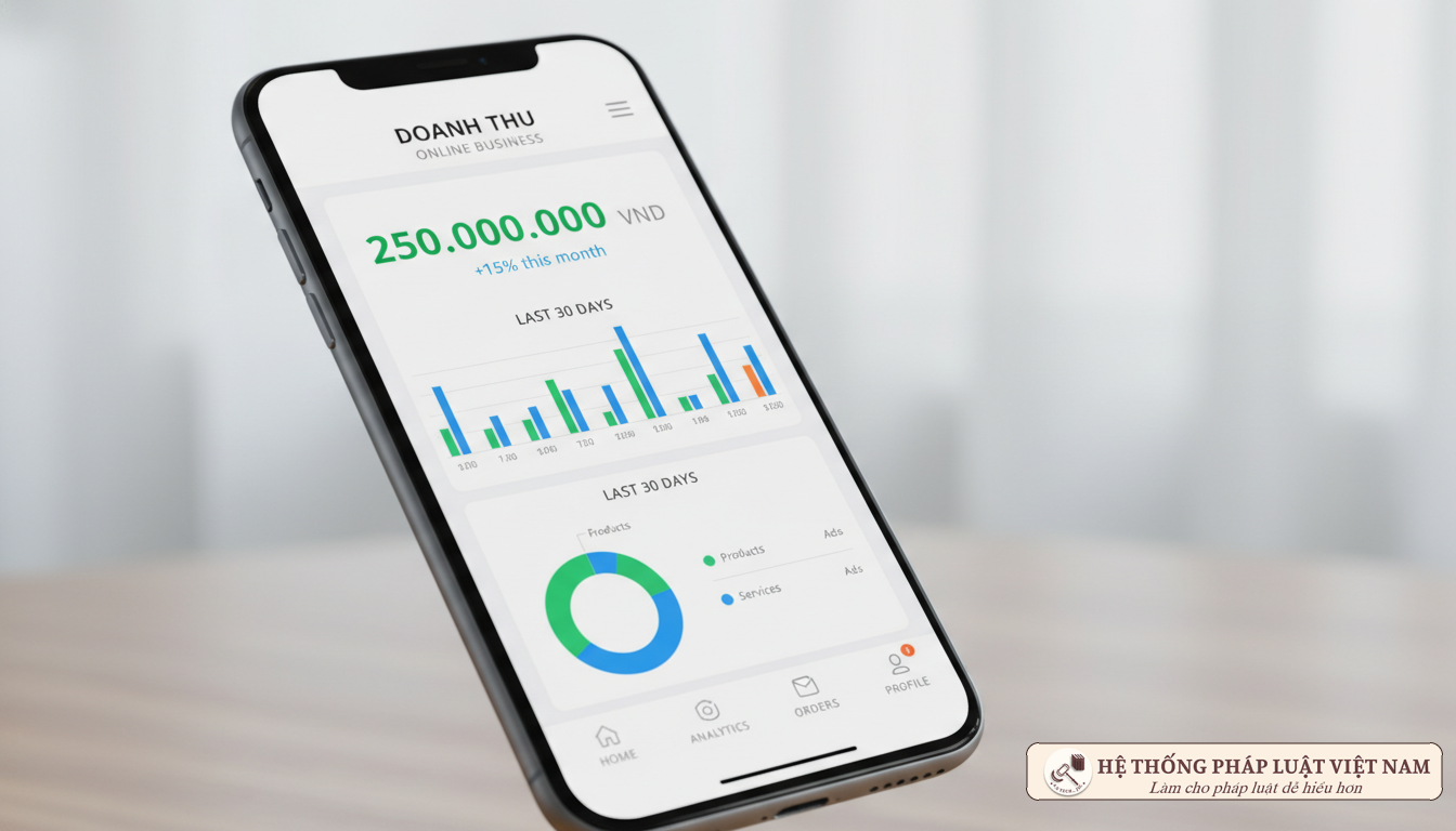Biểu đồ doanh thu kinh doanh online trên điện thoại