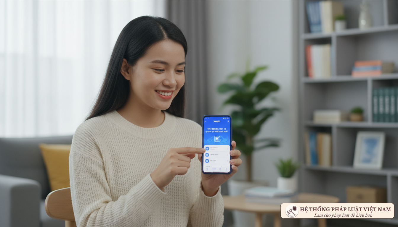 Người dân sử dụng ứng dụng VNeID nhận thông báo an sinh xã hội