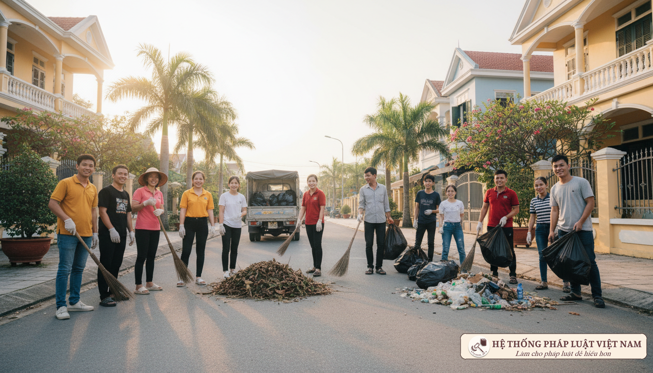 Chung tay bảo vệ môi trường Người dân tham gia tổng vệ sinh môi trường chào mừng Quốc khánh