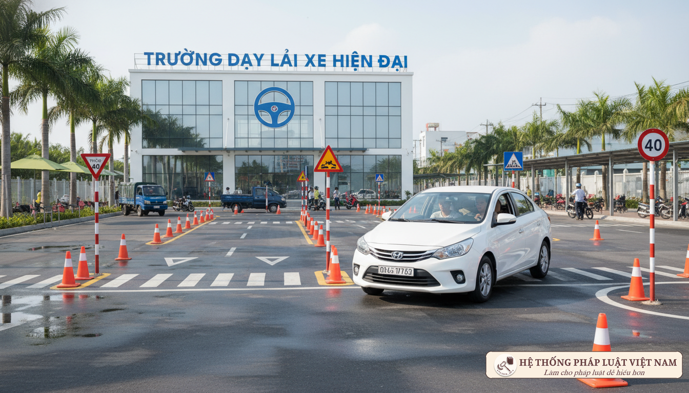 Học viên thực hành lái xe tại trung tâm đào tạo