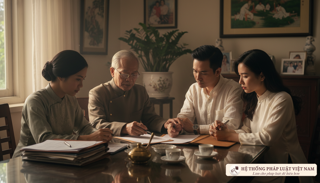 Gia đình ký văn bản ủy quyền thờ cúng liệt sĩ