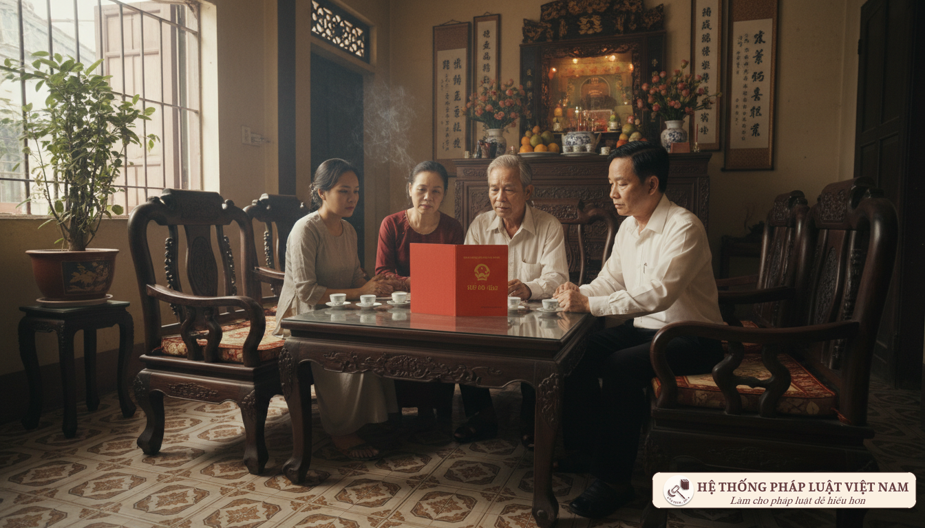 Bán đất hộ gia đình: Con cái đã ra ở riêng có bắt buộc phải về ký tên?
