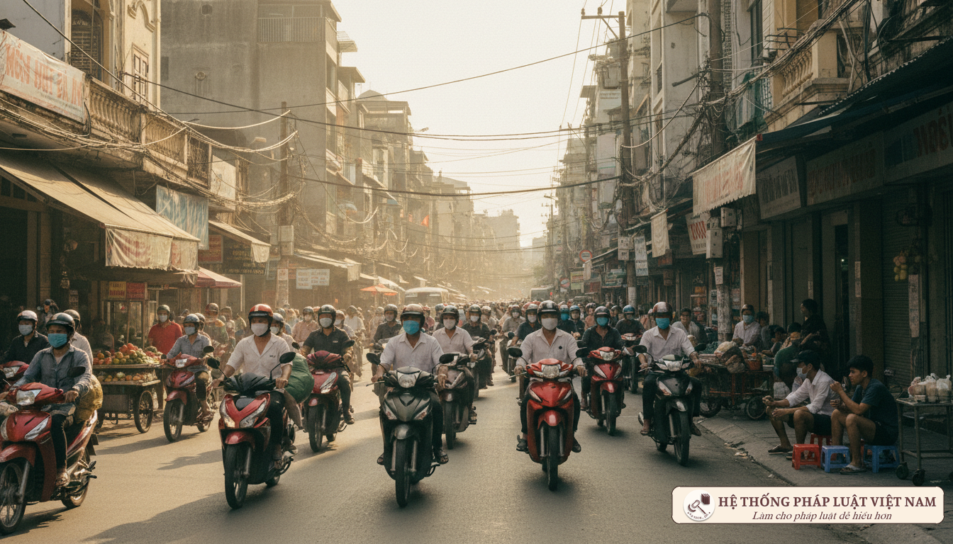 Xe máy lưu thông trên đường phố Hà Nội năm 2019
