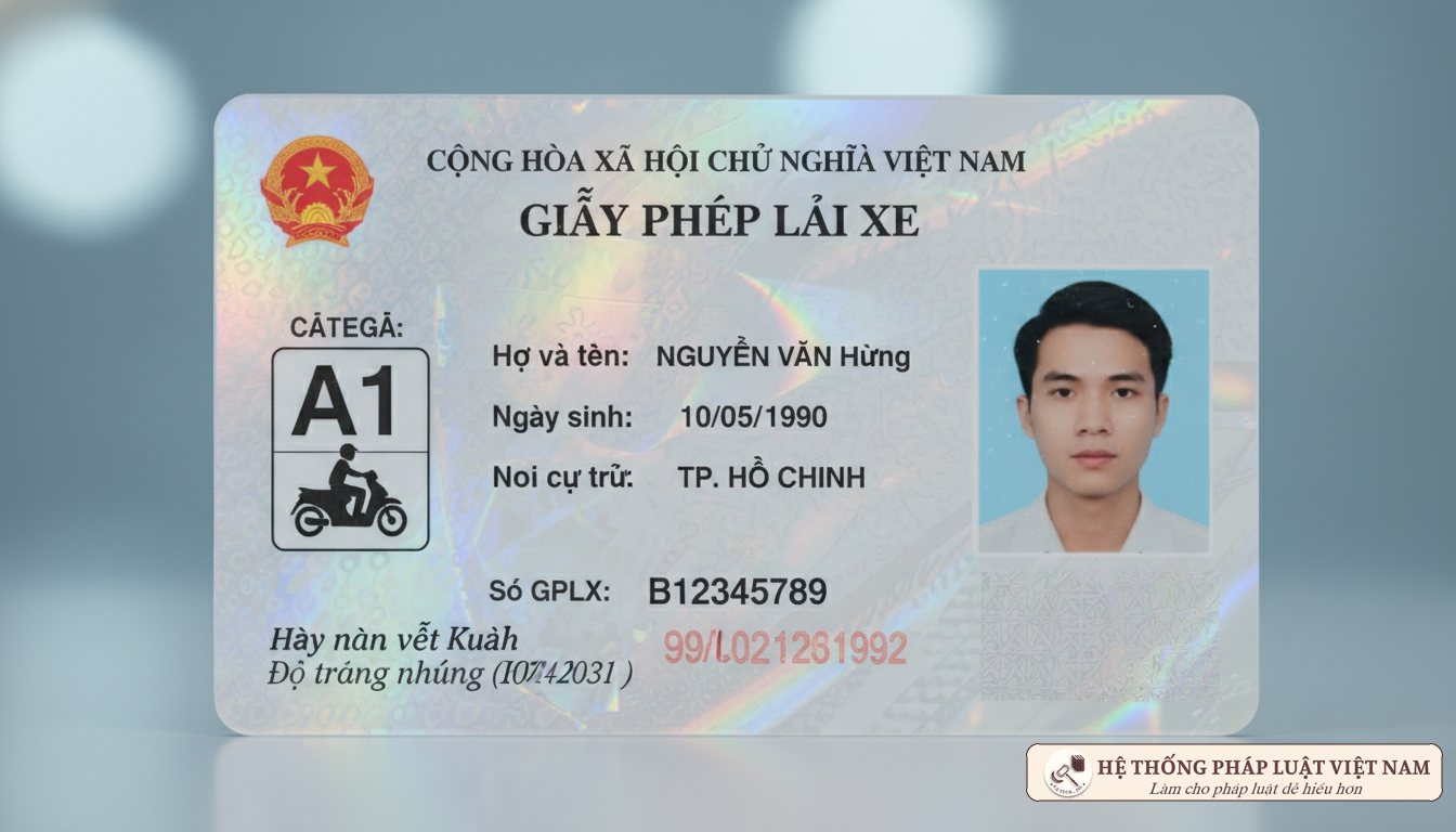 Cận cảnh bằng lái xe A1 mẫu mới