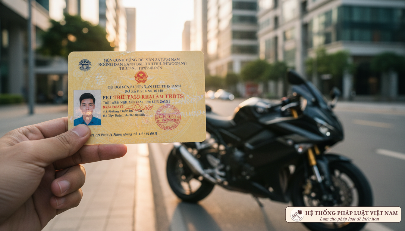 Bằng lái xe máy vật liệu PET màu vàng rơm
