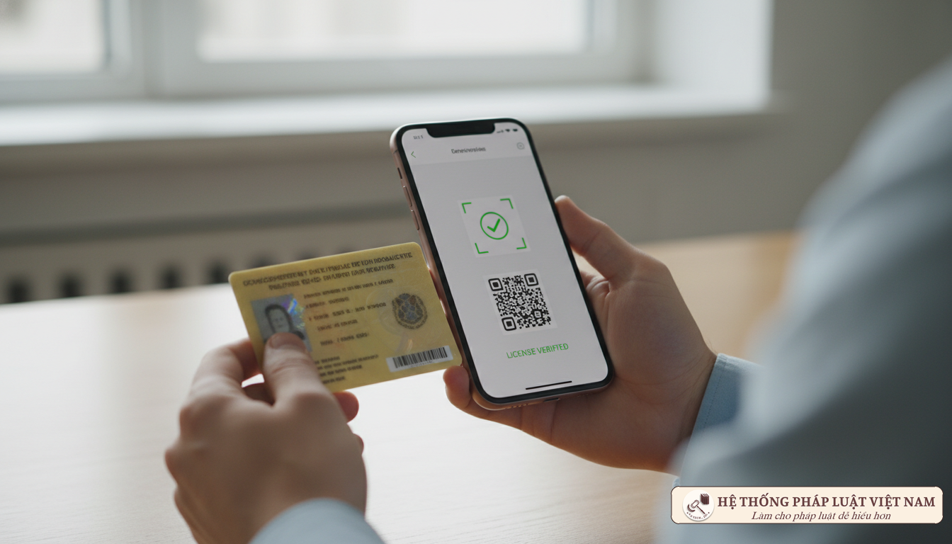 Quét mã QR bằng lái xe máy