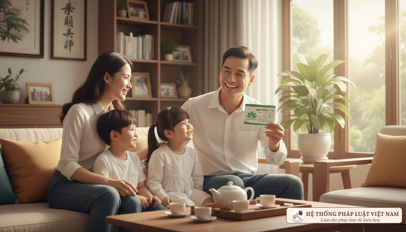 Gia đình hạnh phúc với thẻ bảo hiểm y tế mới