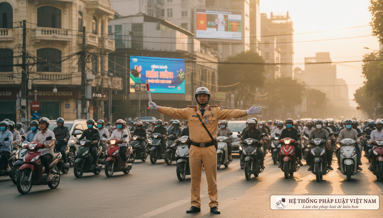 Cảnh sát giao thông xử lý vi phạm bật xi nhan