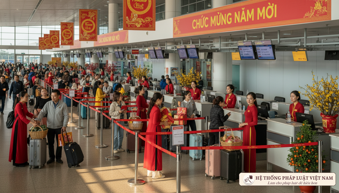 Hành khách tại sân bay dịp Tết