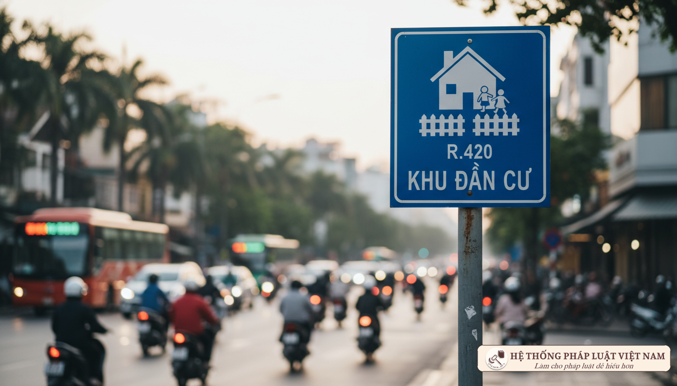 Biển báo R.420 bắt đầu khu đông dân cư