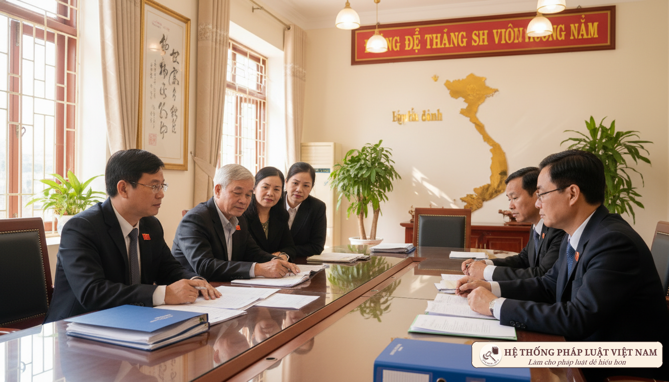 Cán bộ hướng dẫn người dân về bồi thường đất
