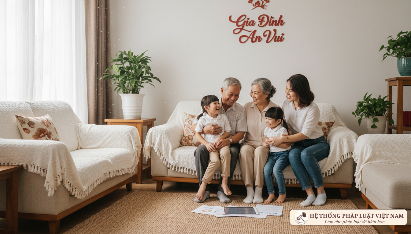 Gia đình Việt Nam hạnh phúc đại diện cho người phụ thuộc