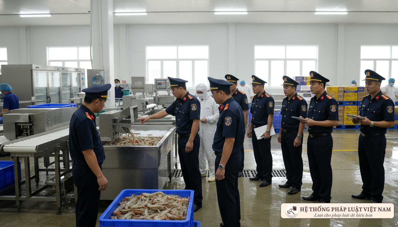 Lực lượng chức năng kiểm tra cơ sở chế biến thủy sản