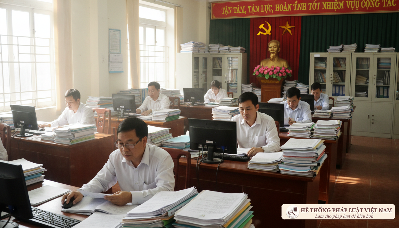 Cán bộ cơ sở làm việc