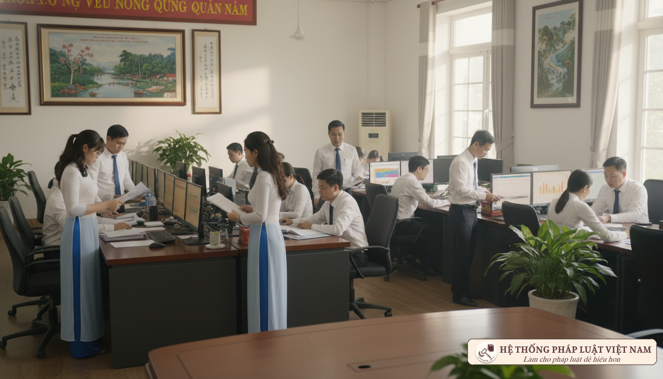 Cán bộ công chức Việt Nam làm việc tại văn phòng