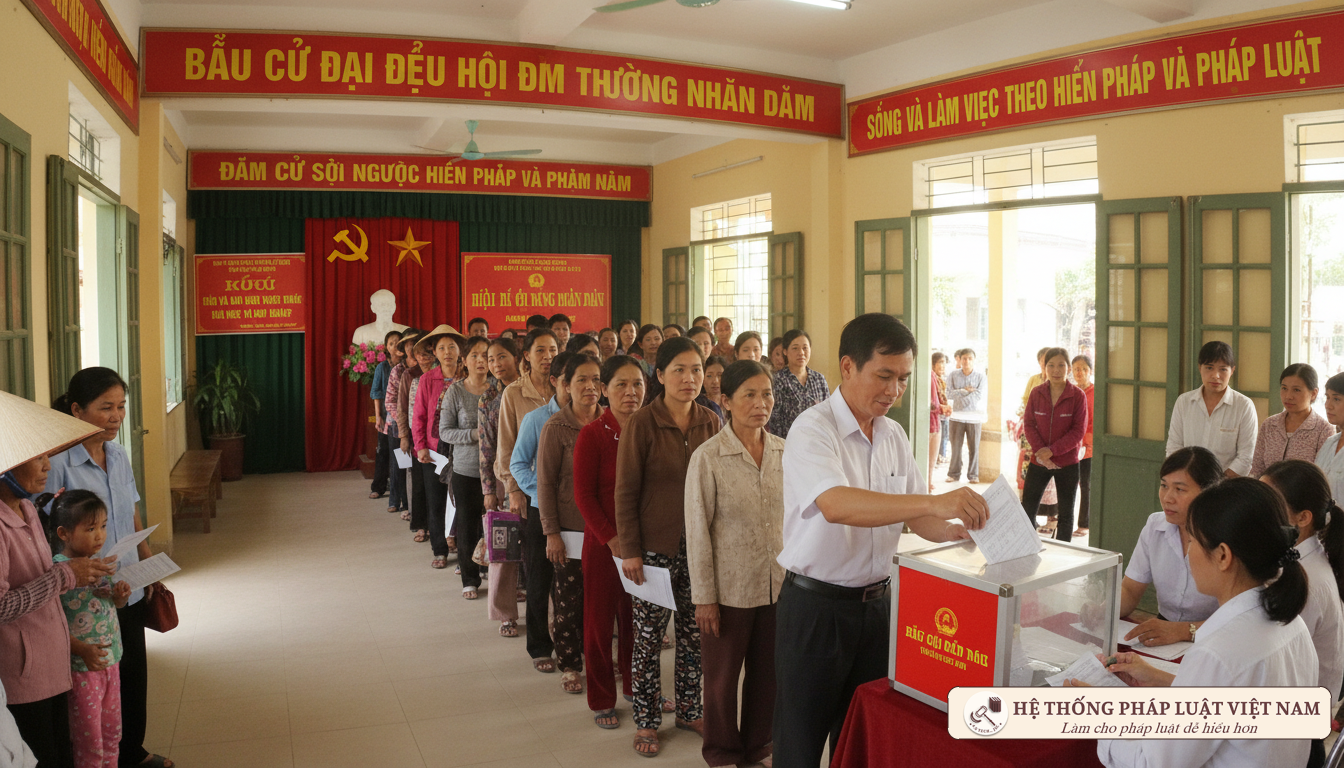 Cử tri đi bầu cử đại biểu HĐND