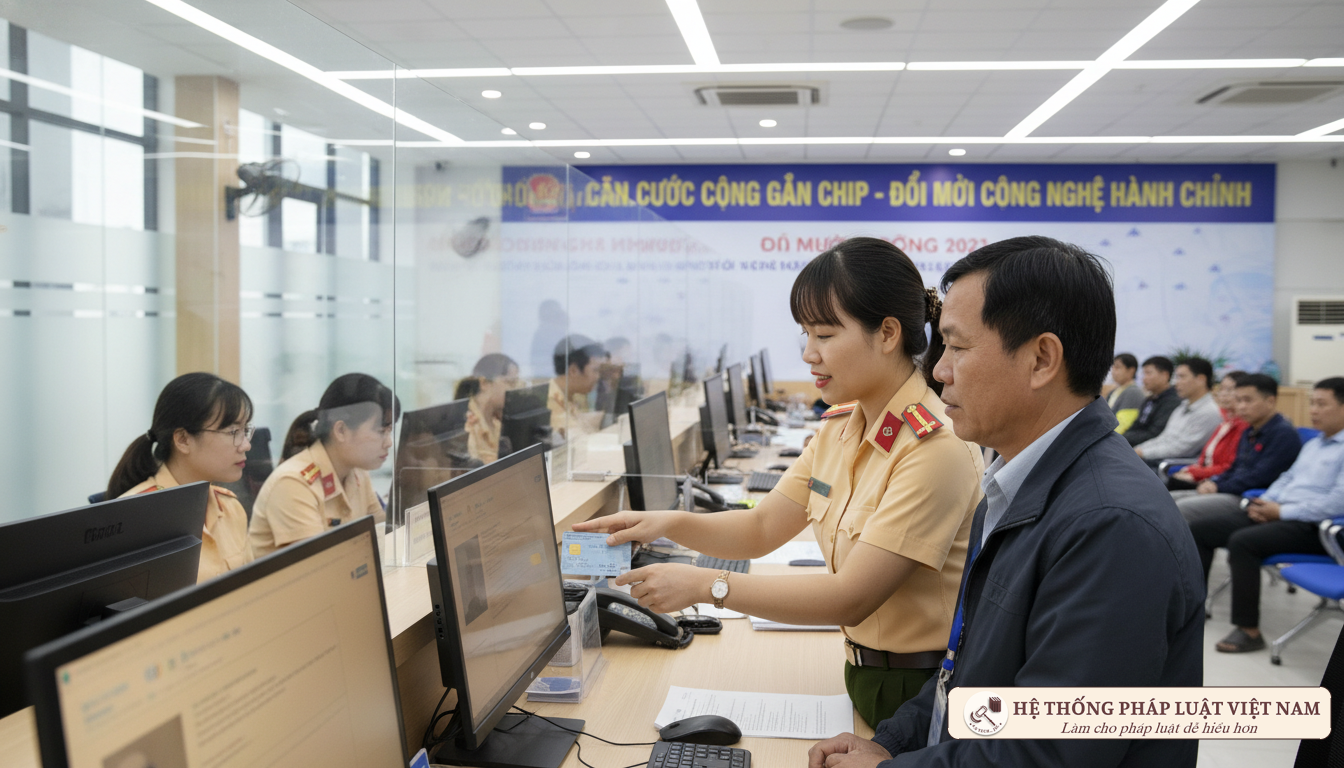 Cán bộ hướng dẫn làm CCCD gắn chip