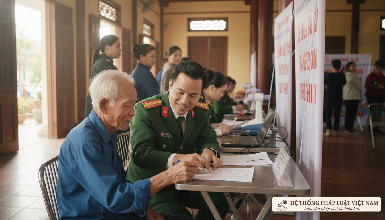Cảnh sát hỗ trợ người dân làm căn cước công dân