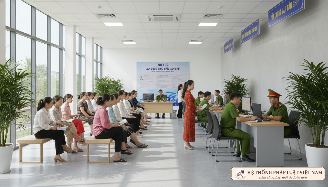 Người dân làm thủ tục cấp CCCD tại cơ quan công an