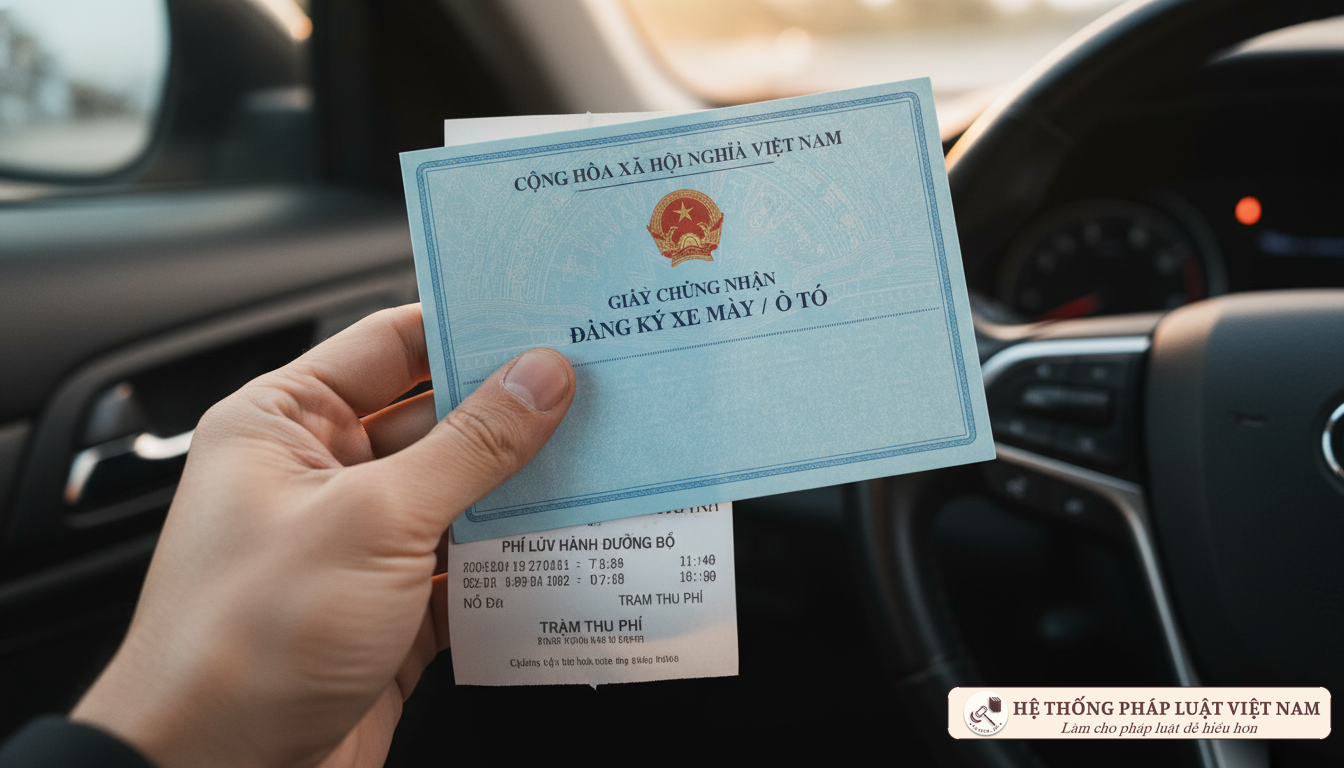 Biên lai nộp phí sử dụng đường bộ và giấy đăng ký xe ô tô