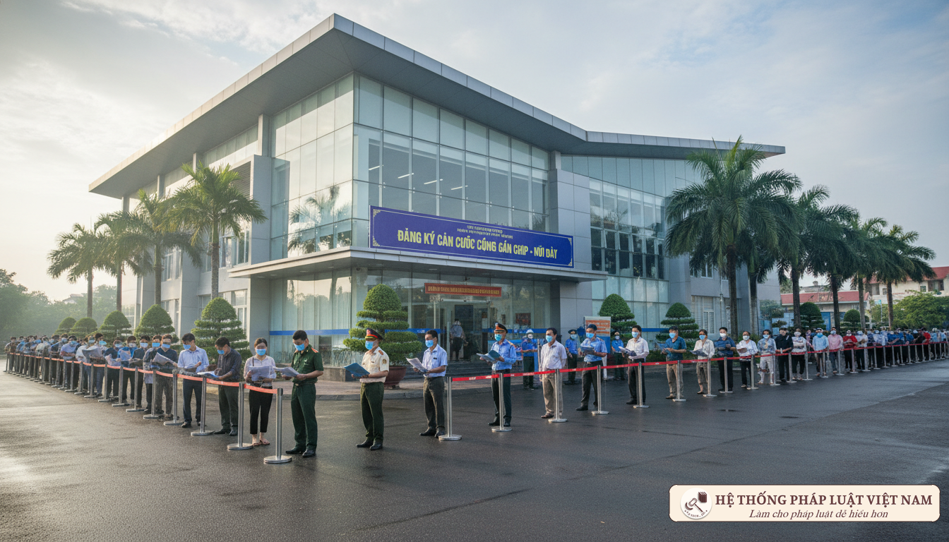 Người dân làm thủ tục cấp CCCD gắn chip