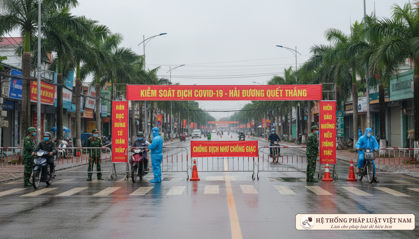 Chốt kiểm soát dịch COVID-19 tại Hải Dương tháng 2 năm 2021