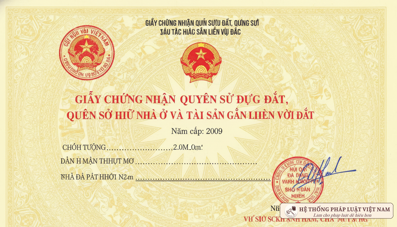 Mẫu phôi Giấy chứng nhận quyền sử dụng đất năm 2009