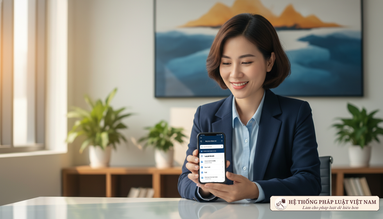 Người dùng tra cứu pháp luật trên điện thoại