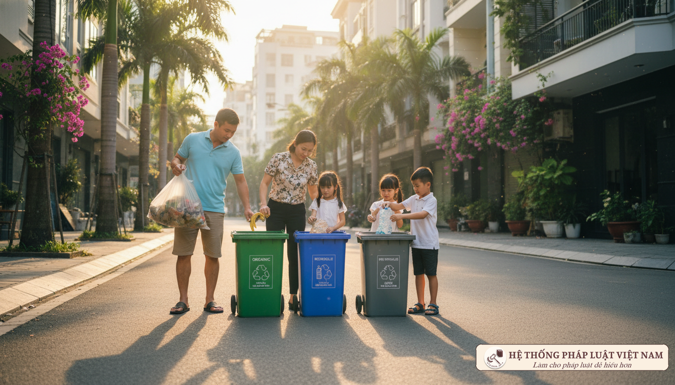 Người dân phân loại rác thải sinh hoạt