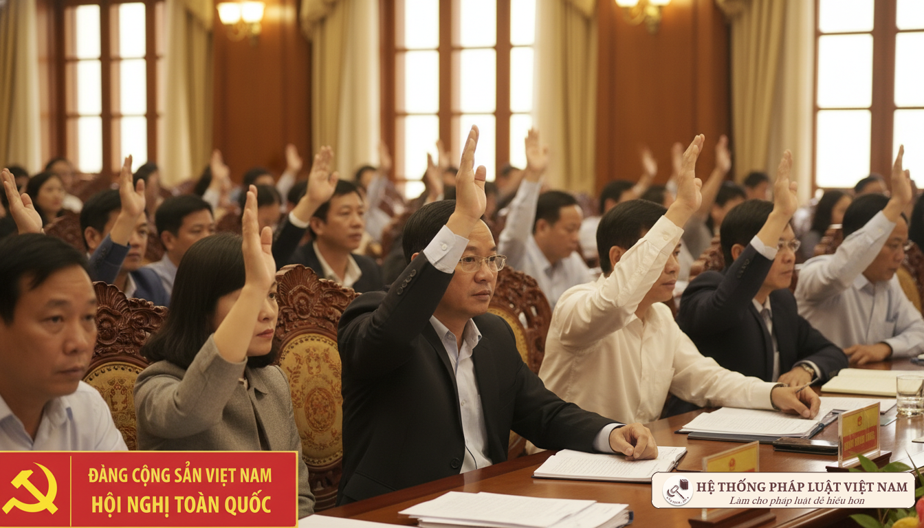 Các đảng viên thảo luận và biểu quyết trong buổi sinh hoạt chi bộ